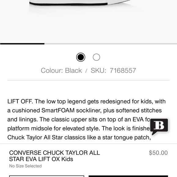 CONVERSE CHUCK TAYLOR ALL STAR EVA LIFT OX Kids/ Toddler size 5 - Picture 3 of 6